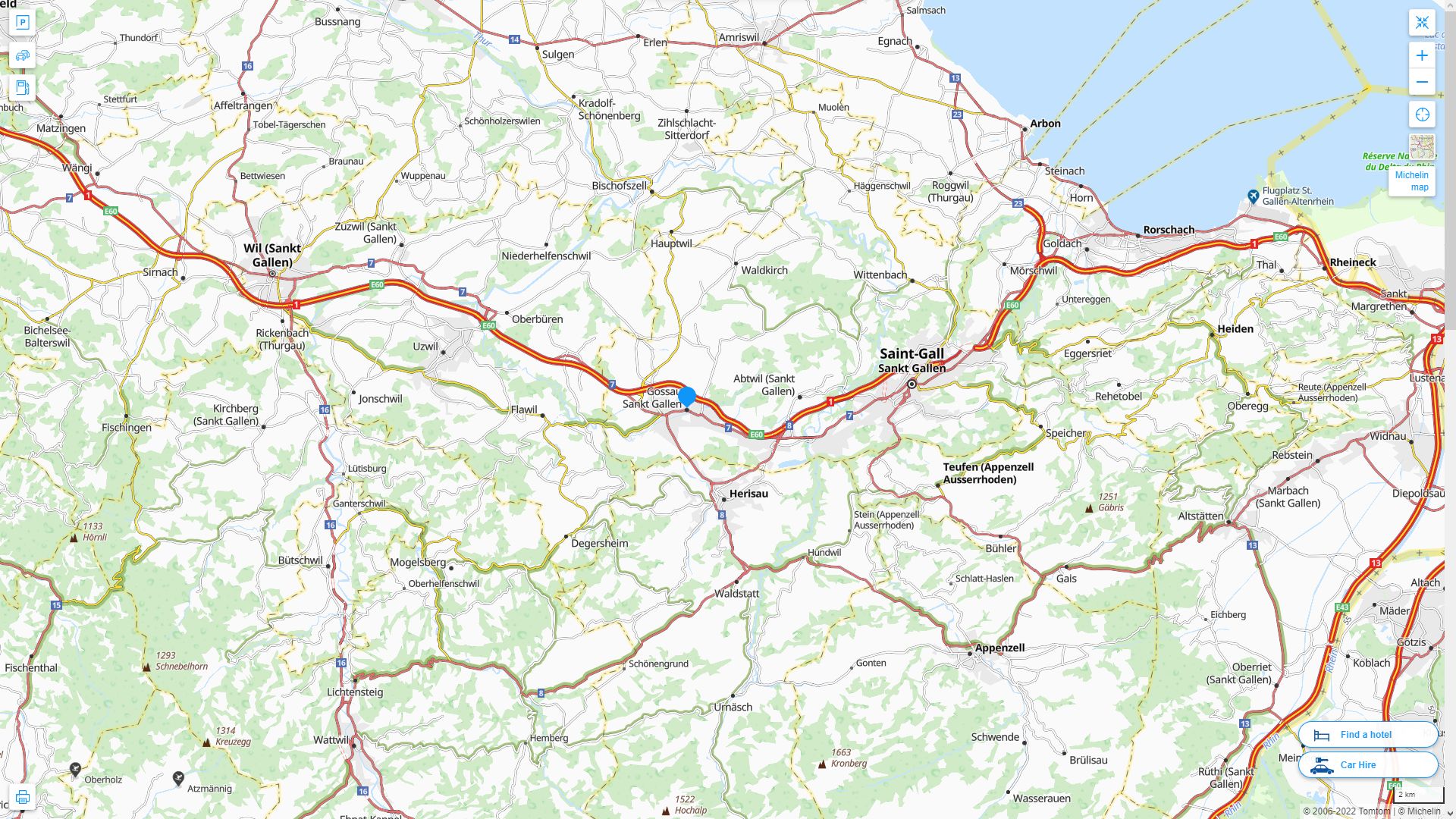 Gossau Highway and Road Map